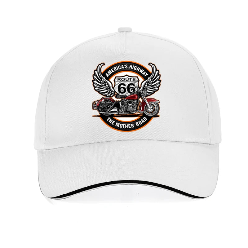 Route 66 Motorcycle Snapback Cap – Unisex Adjustable Baseball Hat