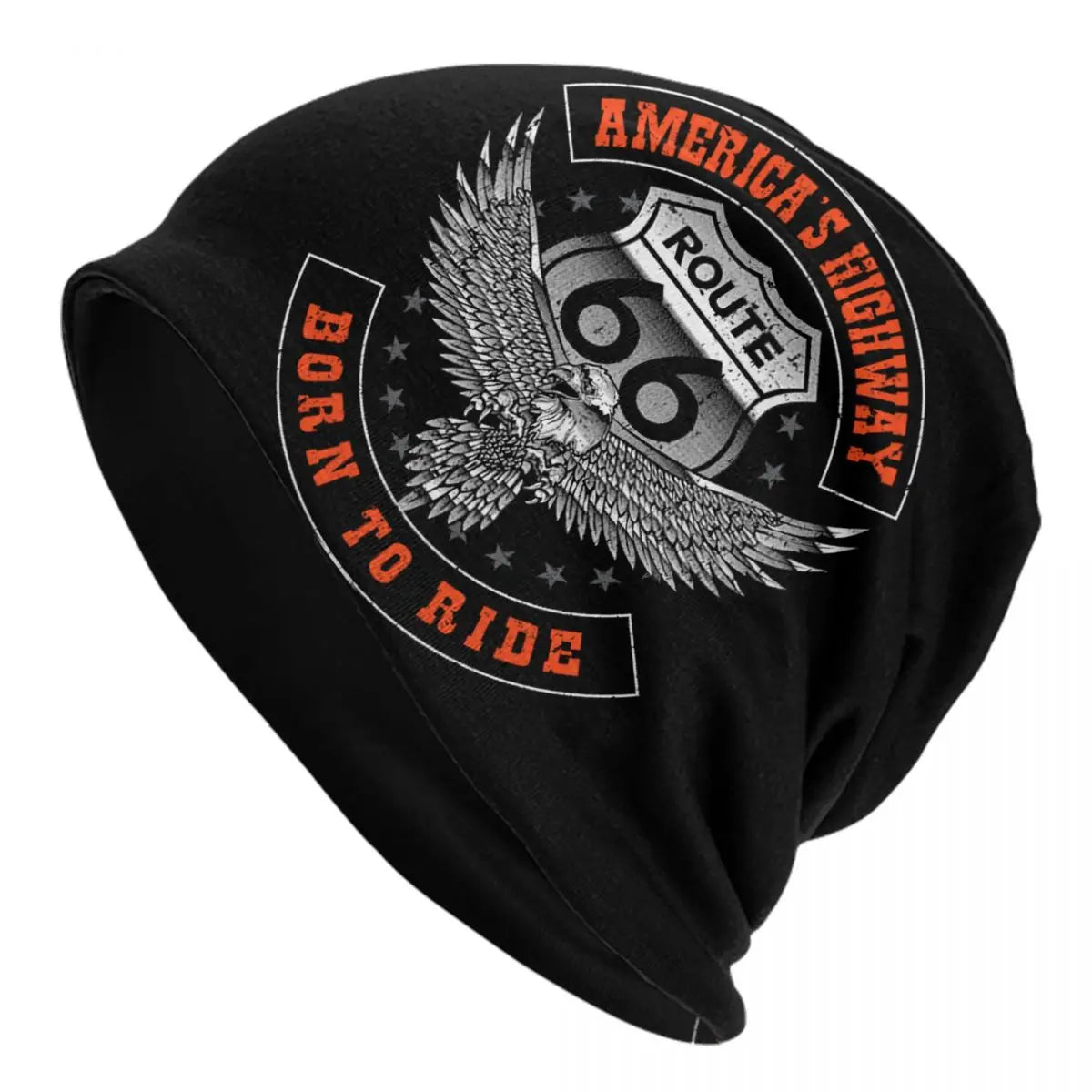 Route 66 Motorcycle Beanie Hat – Knitted Skull Cap for Riders