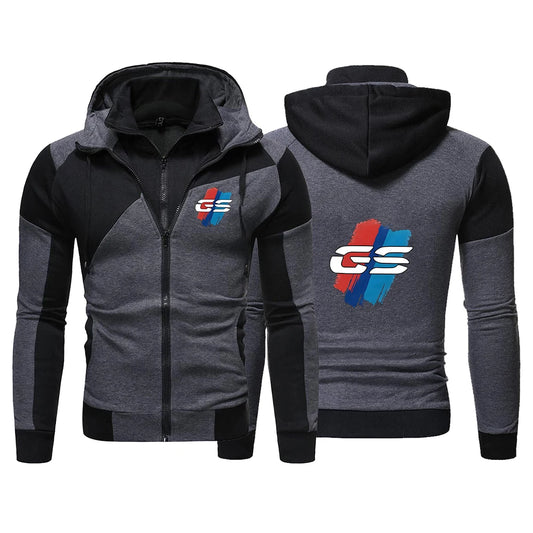 GS Adventure Slim-Fit Zip Hoodie – Men's Patchwork Colorblock Jacket