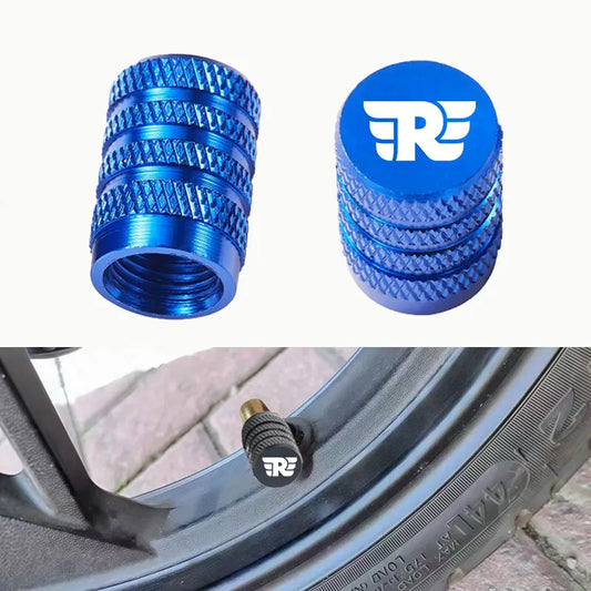 CNC Aluminum Motorcycle Tire Valve Stem Caps – Winged Badge – Set of 2