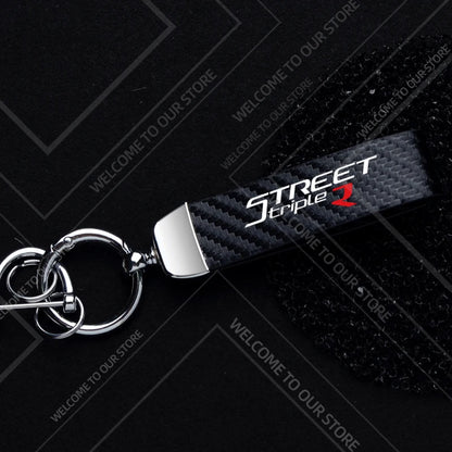Motorcycle Logo Keychain – Zinc Alloy & PU Leather Rider Key Ring