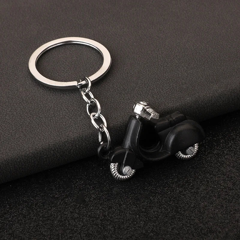 Mini Scooter Keychain – Vintage 3D Metal Moped Key Ring