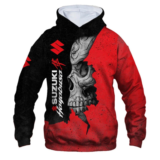 Men's Motorcycle 3D Graphic Hoodie | Skull Rider Pullover Sweatshirt