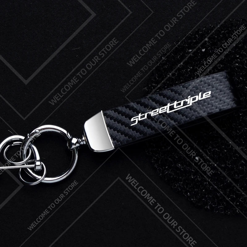 Motorcycle Logo Keychain – Zinc Alloy & PU Leather Rider Key Ring