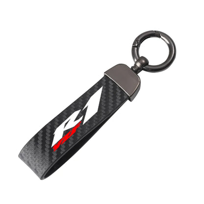 R1 Leather Motorcycle Keychain – Carbon Fiber Horseshoe Buckle