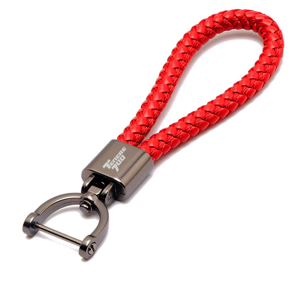 Custom Logo Motorcycle Keychain – Zinc Alloy with Braided Rope Key Ring
