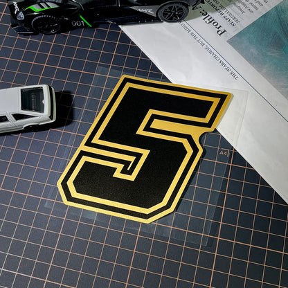 Gold Arabic Numeral Motorcycle Sticker – Vinyl Decal 10cm
