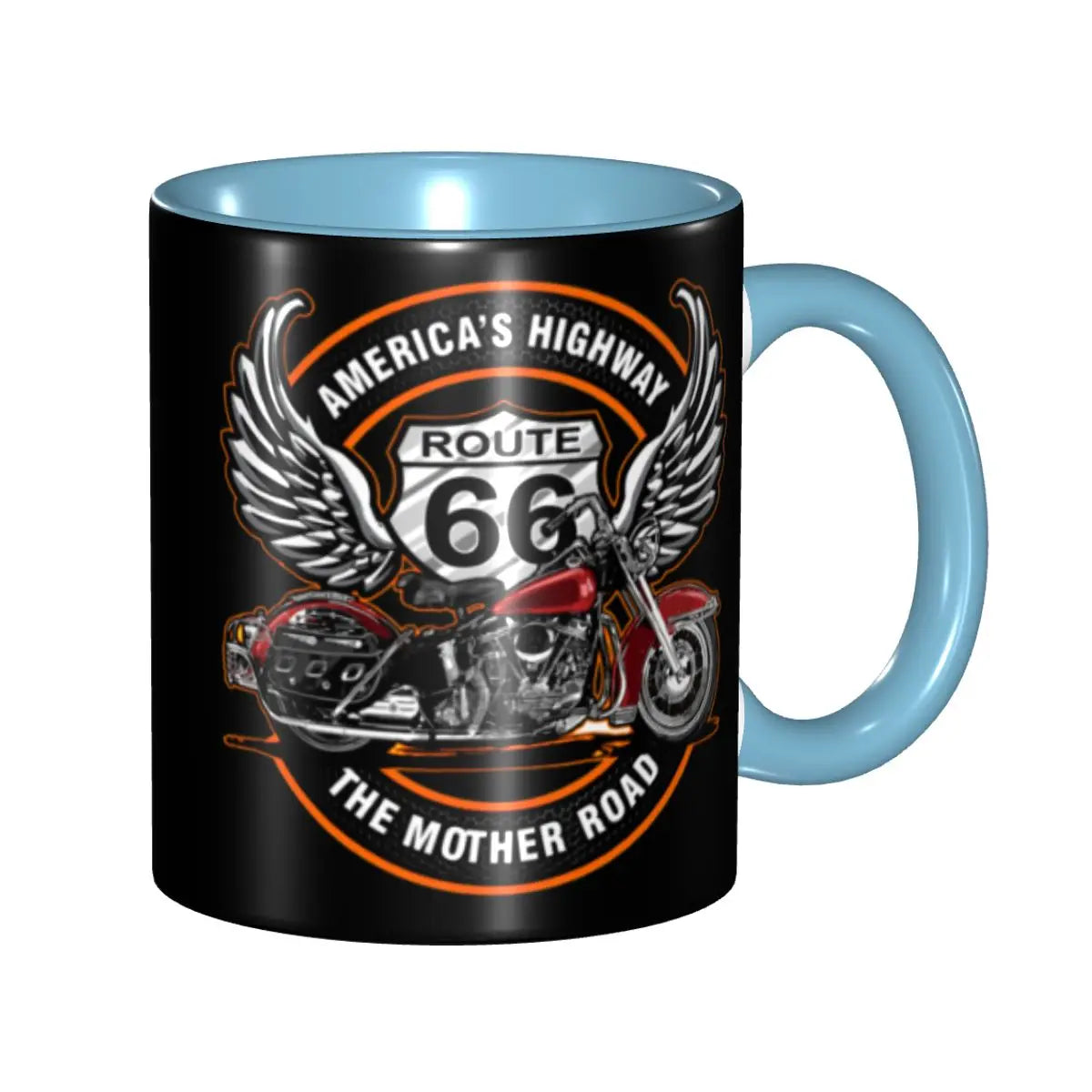 Route 66 Motorcycle Ceramic Coffee Mug | America's Highway Biker Gift