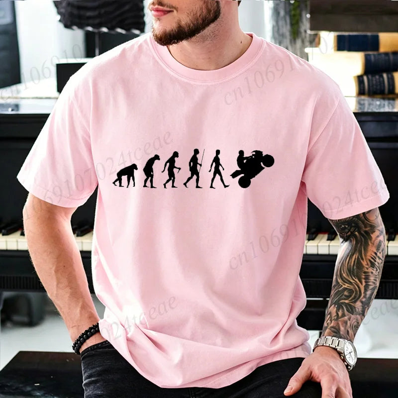 Motocross Graphic T-Shirt – Human Evolution Dirt Bike Rider, 11 Designs