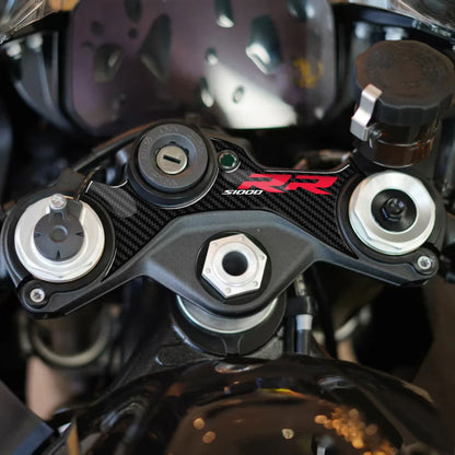 3D Carbon-Look Motorcycle Upper Triple Yoke Defender – S1000RR 2023-2025