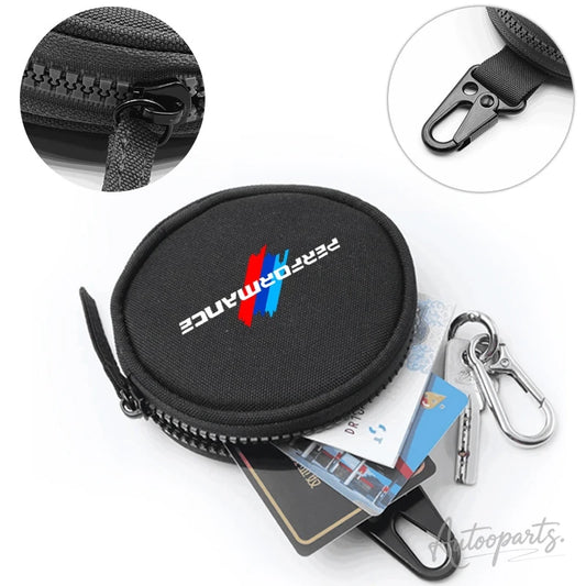 Performance Tactical Round Coin Pouch – Nylon Key Bag with Carabiner Clip