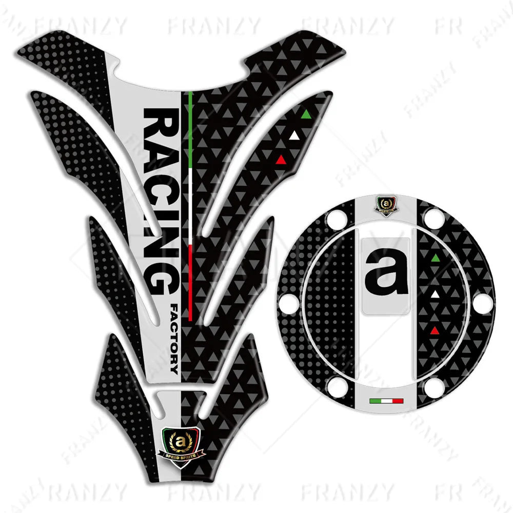 3D Motorcycle Fuel Tank Pad + Gas Cap Cover Set – Racing