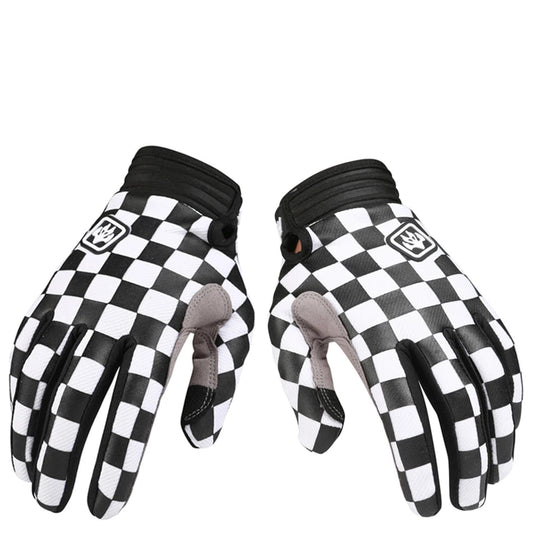 Retro Checkered Motocross Gloves – Full Finger Motorcycle Racing Gloves