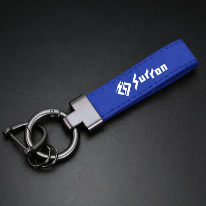 Leather Suede Motorcycle Keychain – Multi-Ring Key Organizer