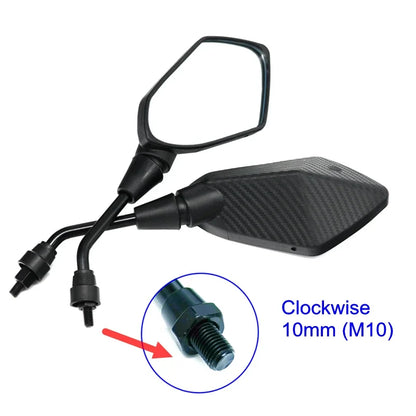 Carbon Fiber Convex Rearview Mirrors – Motorcycle Scooter E-Bike Pair