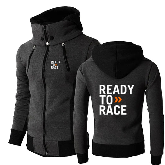 Motocross Zip Hoodie – Tri-Color Cotton Rider Jacket for Spring & Autumn