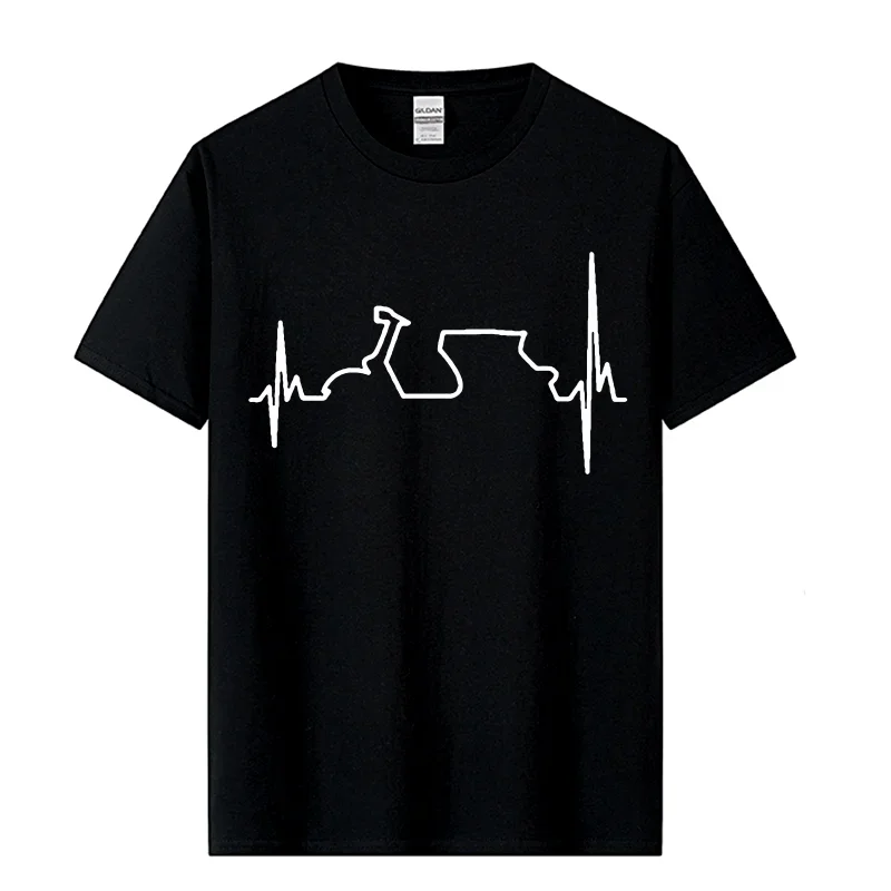 Women's Funny Motorcycle Heartbeat Graphic T-Shirt XS–XXXL