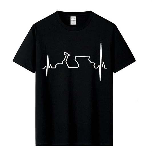 Women's Funny Motorcycle Heartbeat Graphic T-Shirt XS–XXXL