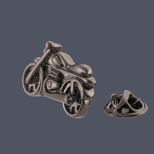 3D Motorcycle Lapel Pin – Hollow-Out Cruiser Badge in Black Gun Metal