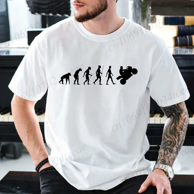 Motocross Graphic T-Shirt – Human Evolution Dirt Bike Rider, 11 Designs