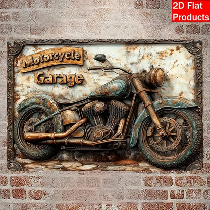 Vintage-Metall-Wandschild für die Motorradgarage – Rustikale Aluminiumdekoration, 3 Größen