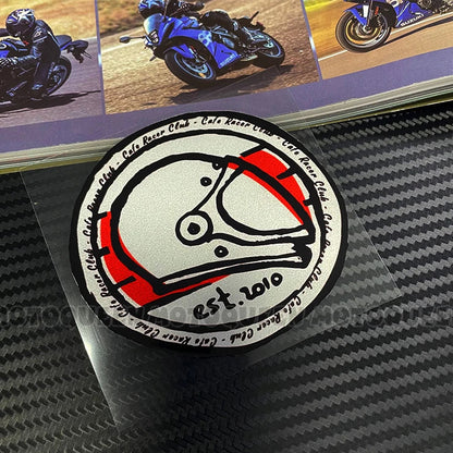 Cafe Racer Vintage Motorcycle Skull Sticker – Reflective PVC Decal for Helmet, Fuel Tank & Fender