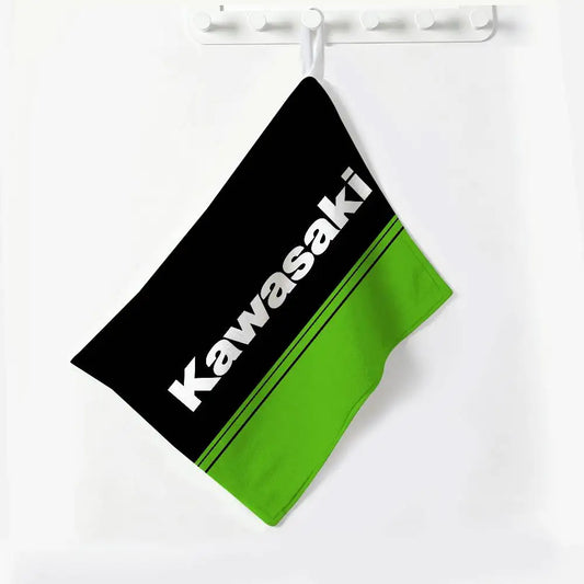 Racing Graphic Hanging Hand Towel – Green & Black Moto Kitchen Cloth