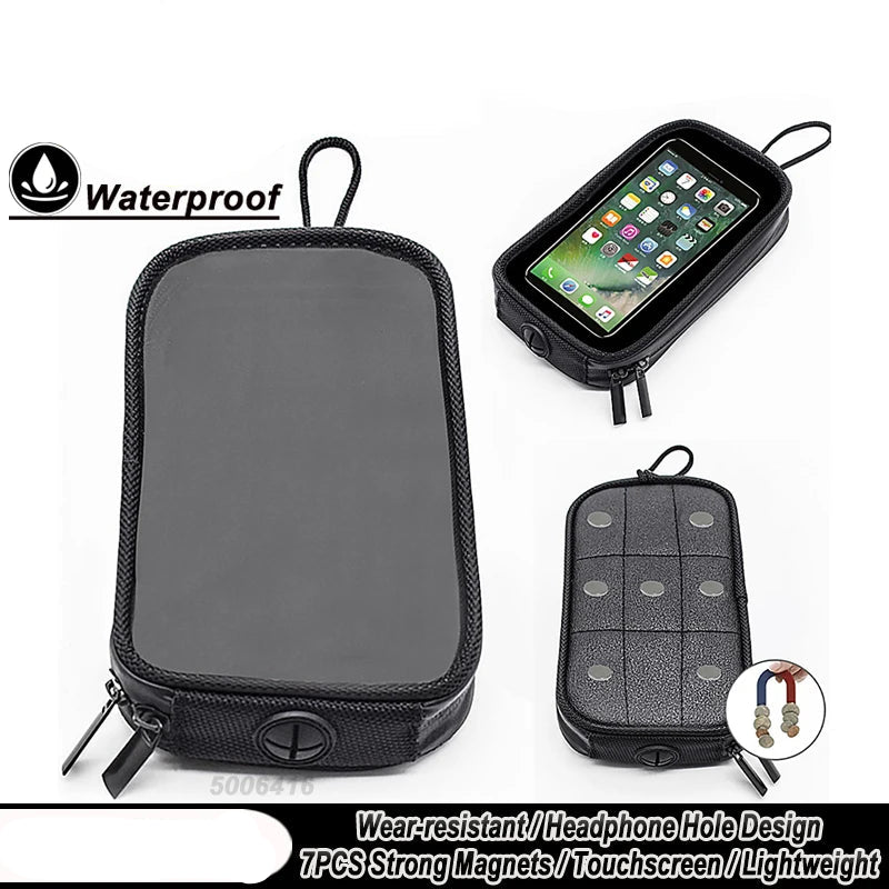 Borsa magnetica per telefono da serbatoio moto – tasca per navigazione touchscreen