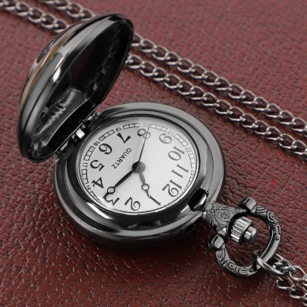 Motorcycle Dome Glass Pocket Watch — Vintage Necklace Chain