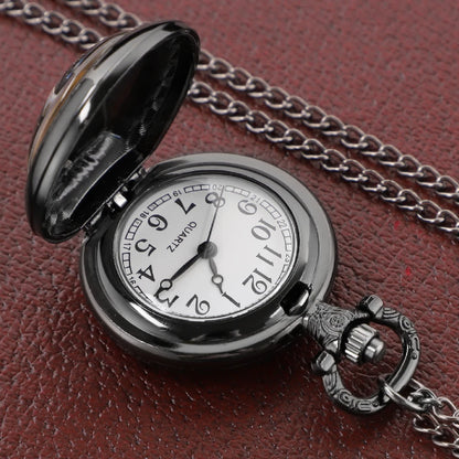 Motorcycle Dome Glass Pocket Watch — Vintage Necklace Chain