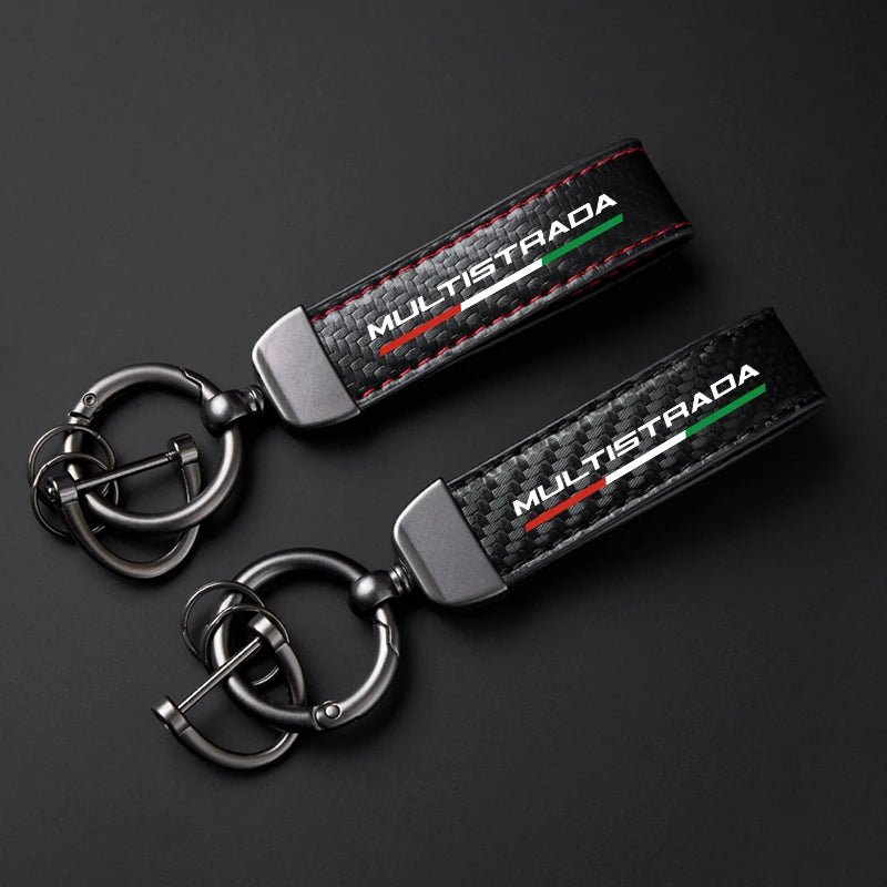 Carbon Fiber Motorcycle Keychain – Multistrada Strap Key Pendant