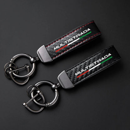 Carbon Fiber Motorcycle Keychain – Multistrada Strap Key Pendant