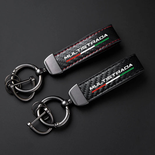 Carbon Fiber Motorcycle Keychain – Multistrada Strap Key Pendant