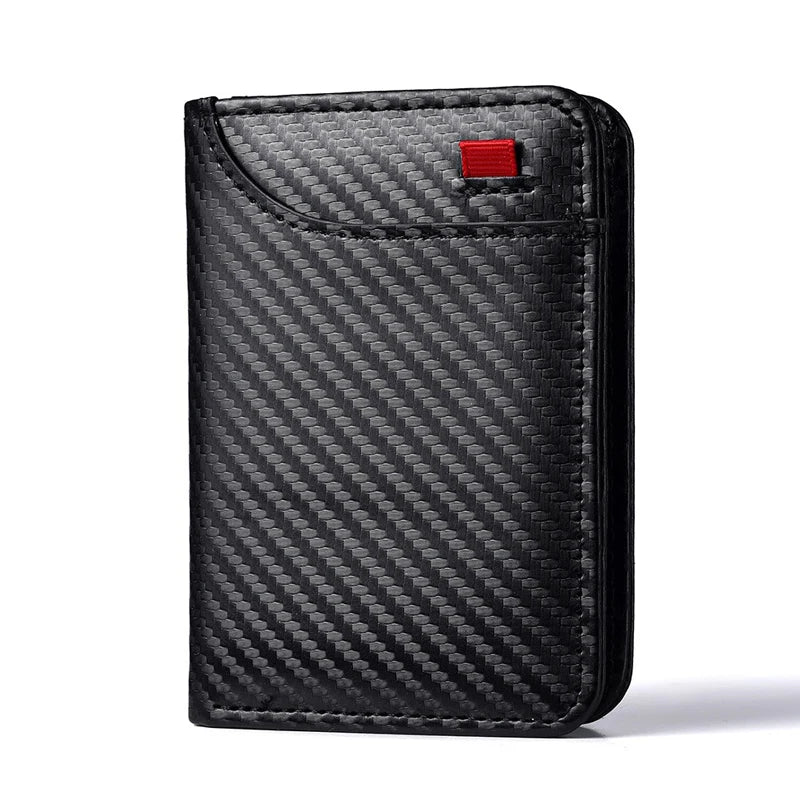 Carbon Fiber Motorcycle Card Wallet – Slim PU Leather Purse