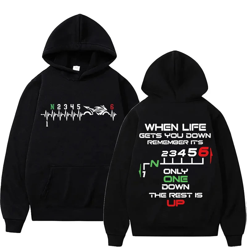 Motorcycle Gear Shift Heartbeat Hoodie – Rider Pullover