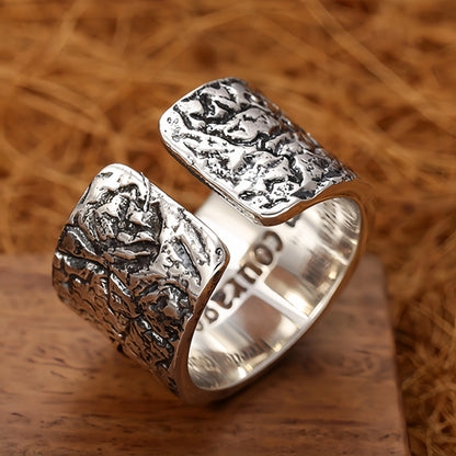 Route 66 Adjustable Open Ring — Silver-Plated Punk Biker