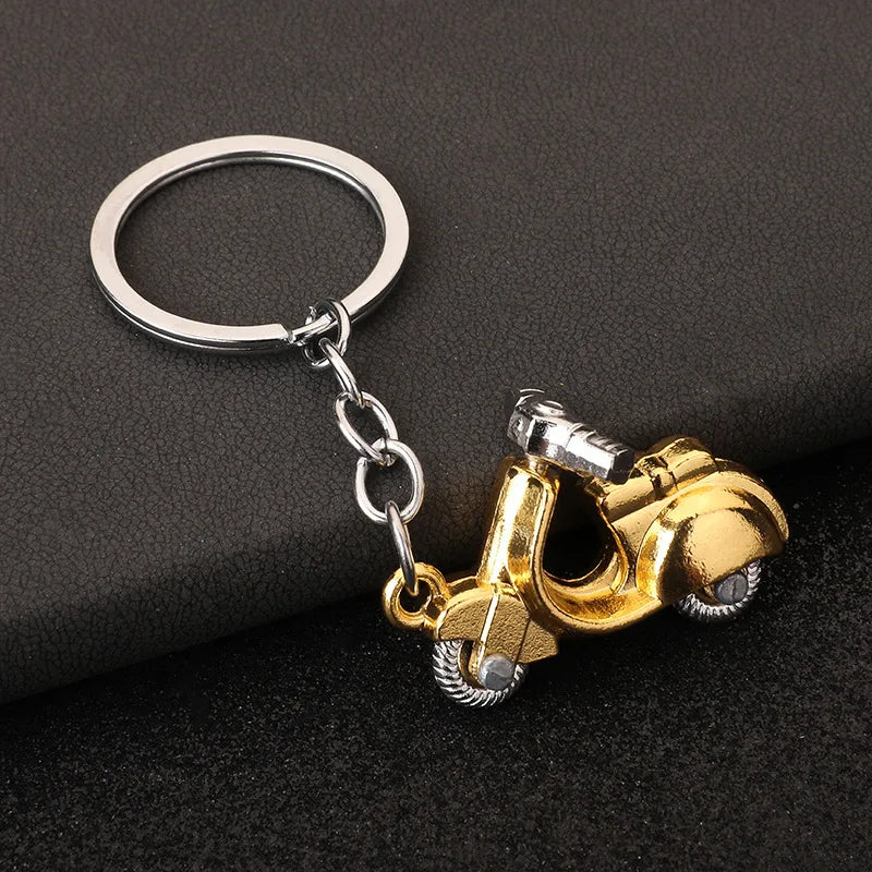 Mini Scooter Keychain – Vintage 3D Metal Moped Key Ring