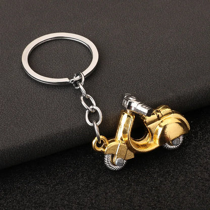 Mini Scooter Keychain – Vintage 3D Metal Moped Key Ring