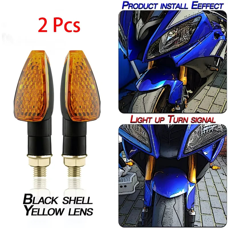 14 LED Amber Motorcycle Turn Signal – Universal 12V 10mm Blinker (2PCS)