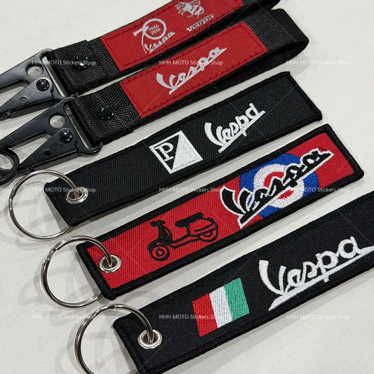 Double-Side Embroidered Motorcycle Keychain | Moto Key Strap Pendant