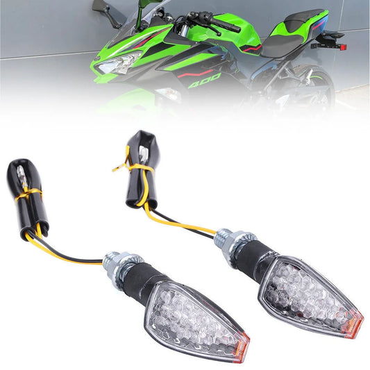 Universal Short LED Motorcycle Turn Signal Indicators – Amber Clear Lens | E-Mark | Pair