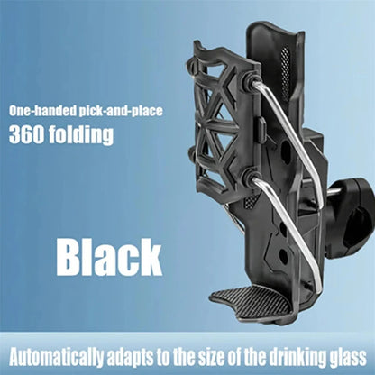 Porte-gobelet pour guidon réglable à 360° – Support universel pour bouteille d’eau (32–77 mm)