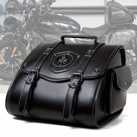 Retro PU Leather Motorcycle Rear Seat Tail Bag – Waterproof | Skull Pattern