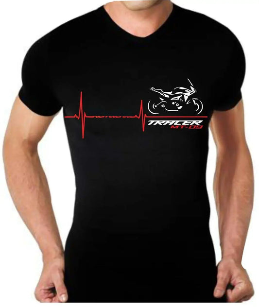 Motorcycle Heartbeat Graphic T-Shirt – 100% Cotton Rider Tee | S to XXXL