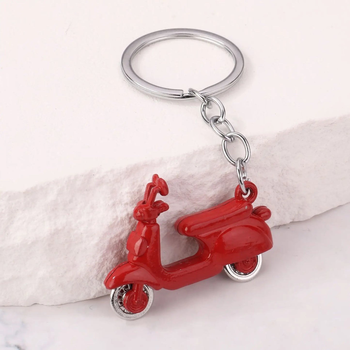 Mini Scooter Keychain – Vintage 3D Metal Moped Key Ring
