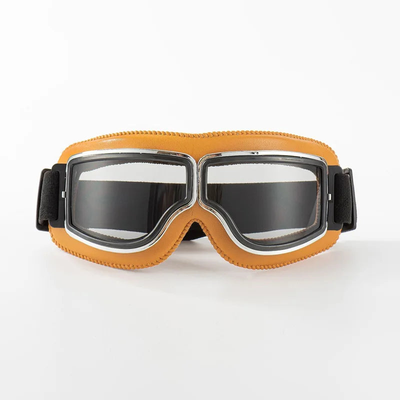 Retro Leather Motorcycle Goggles – Vintage Windproof Riding Glasses