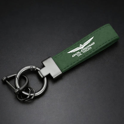 Suede Motorcycle Keychain — T-Bar Horseshoe Buckle Key Ring