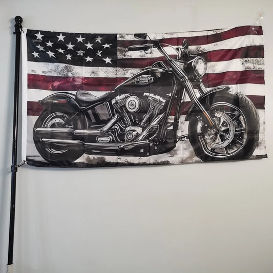 American Flag Motorcycle Banner – USA Stars & Stripes Polyester Flag for Outdoor & Garage