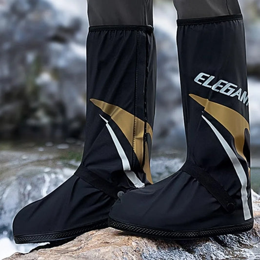 High-Tube Waterproof Motorcycle Shoe Covers – Double Layer Non-Slip Rain Boot Covers
