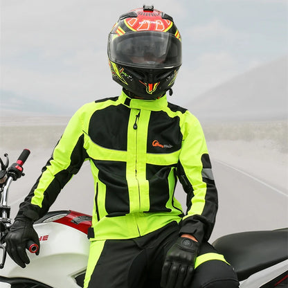 Summer Breathable Motorcycle Jacket – High-Vis Reflective | 5 EVA Pads | M–5XL